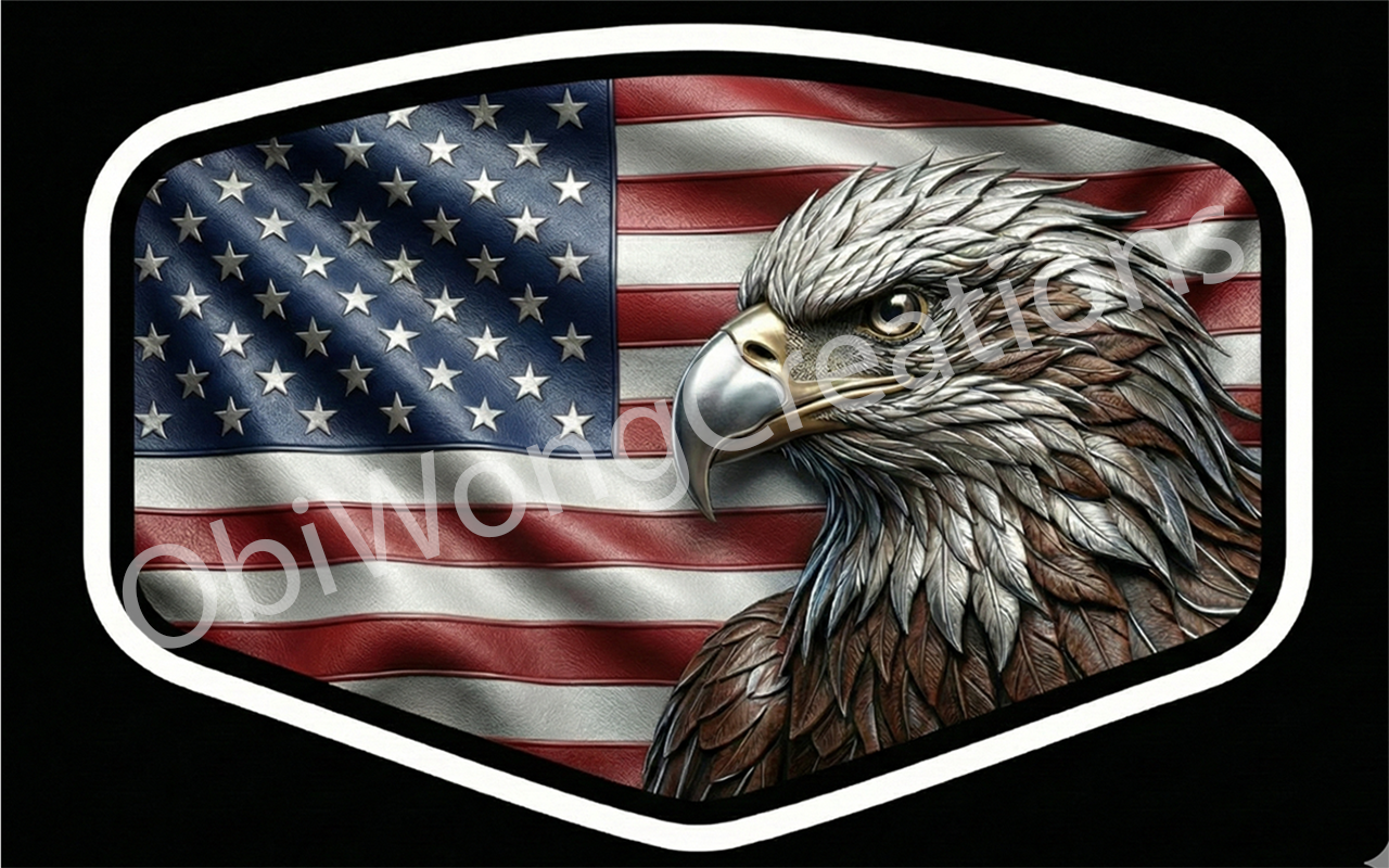 "The Sentinel" - Premium Metallic American Eagle & USA Flag Emblem Digital Art File