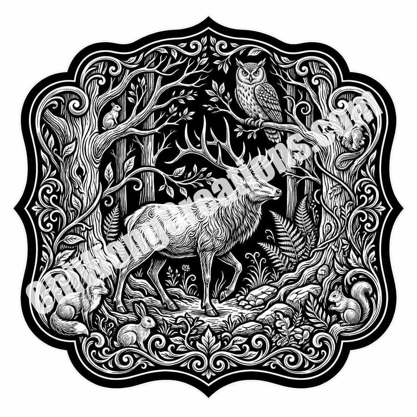 🦌 Woodland Majesty – Laser Engraving Digital File (SVG/PNG)
