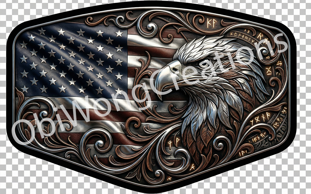 "The Sentinel" - Premium Metallic American Eagle & USA Flag Emblem Digital Art File