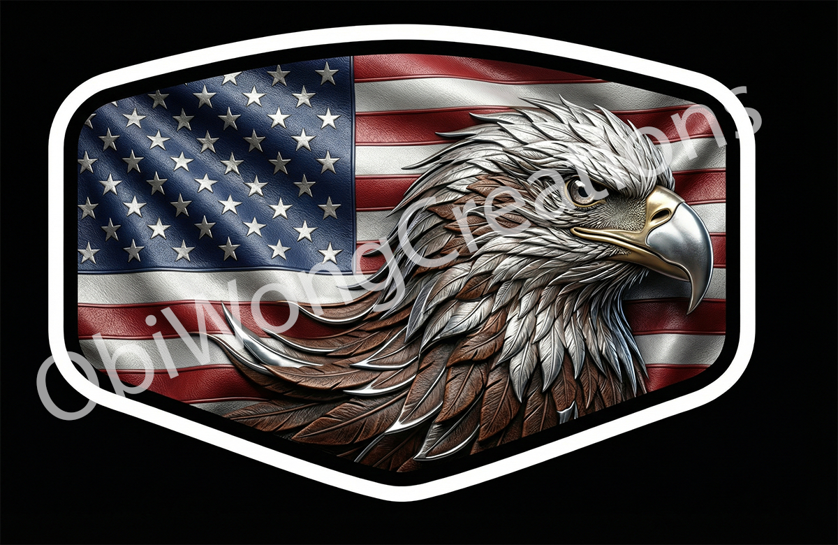 "The Sentinel" - Premium Metallic American Eagle & USA Flag Emblem Digital Art File