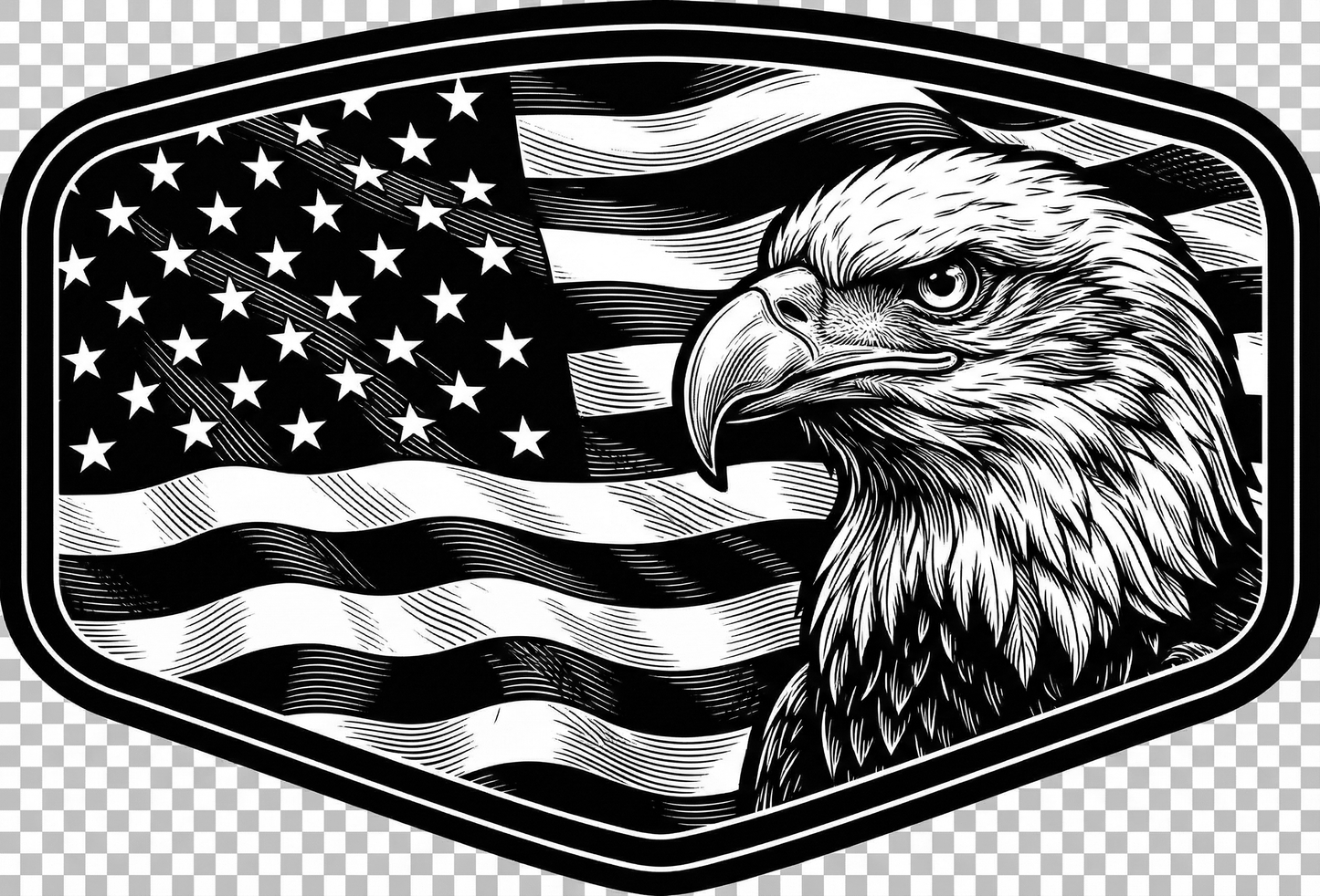 American Eagle & Flag Patch SVG | High-Detail Vector for Laser Engraving
