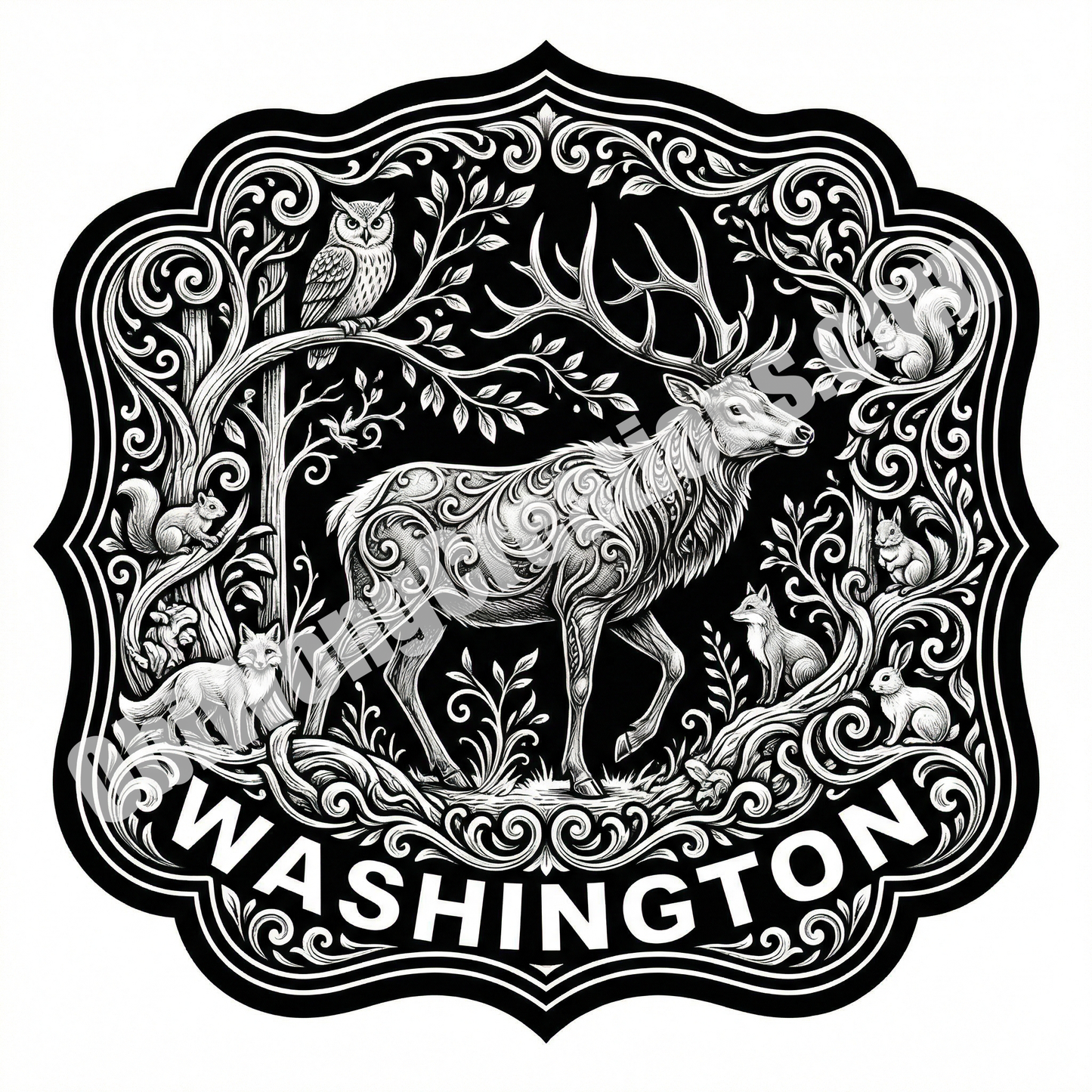 Washington Wildlife Crest – Laser Engraving Digital File (SVG/PNG)