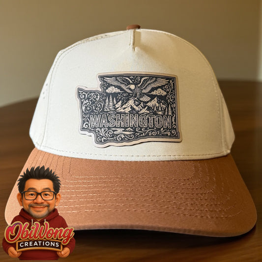 Washington State Laser-Engraved Hat – Custom Leatherette Patch by ObiWong Creations